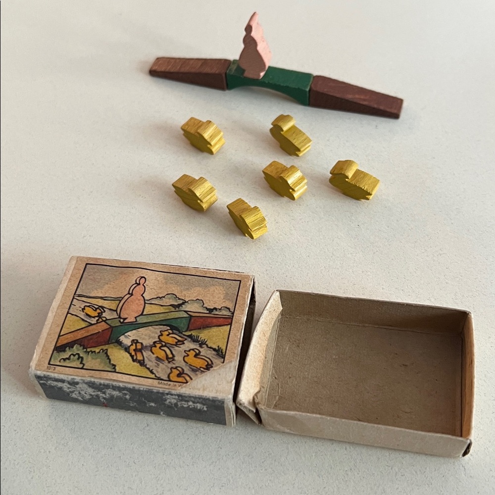 Vintage West Germany Wooden Duck Bridge 
Puzzle Folk Toy w/ Box